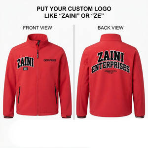 ZAINI Premium 220 Grams Polyester Soft Shell <b>Jacket</b> Men Autumn Full Zip Windproof <b>Fleece</b> <b>Lined</b> Hooded - Product Image 1