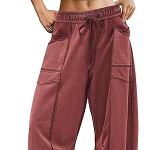 Women Private Label Cargo Sweatpants Wide Leg Pants High Waist <b>Drawstring</b> Casual Streetwear - Product Image 2