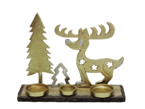 Elegant Handmade <b>Christmas</b> <b>Candle</b> Stand Aluminium Stars <b>Tree</b> Reindeer Round Shape Digital Printing Festive Holiday Tabletop - Product Image 4