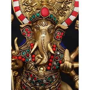 รูปปั้นพระพิฆเนศใน11 \ "ทำด้วยมือรูปปั้นทองเหลืองที่แกะสลักอย่างประณีต - Product Image 1