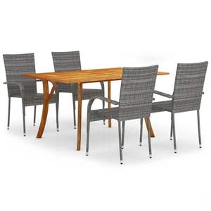 Juego de Comedor Apilable de Madera Maciza de Acacia Gris, Conjuntos de Jardín - Product Image 2