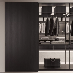 Armoire de chambre à coucher en bois moderne sur mesure JY Project Vietnam, porte à charnières, taille personnalisée, noire, luxe, hôtel, villa, appartement - Product Image 2