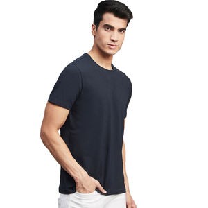 T-shirt en coton uni pour homme, coupe classique, col rond, manches courtes, vêtement décontracté, tissu jersey respirant - Product Image 4