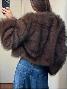 Veste bomber courte de luxe pour femme en duvet de canard blanc et fourrure de renard, manteau d'hiver court en laine, qualité supérieure, OEM, marque privée - Product Image 3