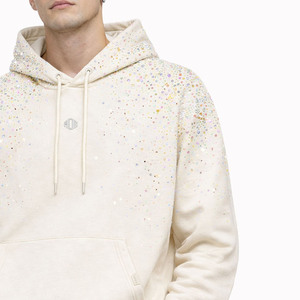 Sudadera con Capucha de Lujo con Pedrería Personalizada, de Algodón Grueso y Felpa, Hombros Caídos, Estilo Oversize para Hombre, Marcas de Streetwear - Product Image 5