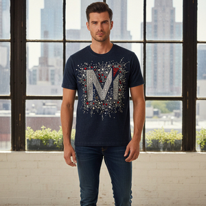 เสื้อยืดลายเพชรแบบสั่งทำพิเศษ ผ้าคอตตอนหวีอย่างดี ประดับคริสตัลวิบวับ คอวี เซ็กซี่ สำหรับผู้หญิง - Product Image 6