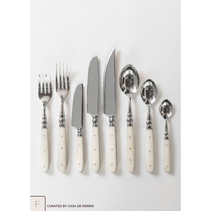 Ensemble de couverts vintage en métal doré, vaisselle moderne en acier inoxydable avec manches en teck, au meilleur prix - Product Image 3