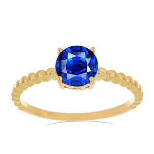 Anillo de Zafiro Azul con Corte Brillante Redondo en Oro Blanco de 18K para Boda o Regalo, Anillo de Gema con Corte Elegante de Provence Jewelry - Product Image 4