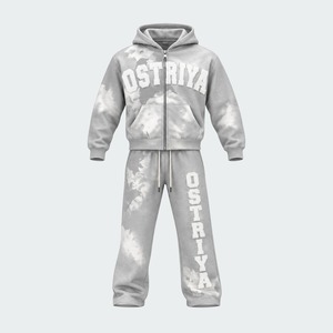 Conjunto Deportivo Unisex al por Mayor, Nueva Colección, Sudadera con Cremallera Completa y Pantalones, Diseño con Estampado de Nubes y Letras, Corte Regular Informal, Material de Poliéster - Product Image 1
