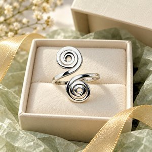 Spiral 925 Silver <b>Ring</b> Minimalist <b>Adjustable</b> <b>Ring</b> Size Unisex Everyday Wear Jewelry - Product Image 5