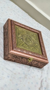 Handcrafted Copper and Brass Oxidized Wooden Utility <b>Box</b> <b>for</b> Jewelry <b>Storage</b> Dry Fruit Gifting and Home <b>Decor</b> - Product Image 2