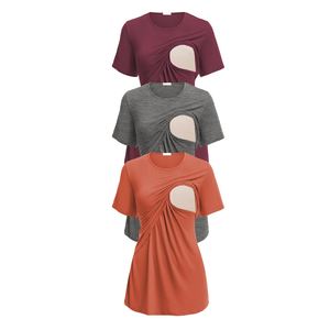 Camiseta de Maternidad de Manga Corta 100% Algodón, Lisa, Multicolor, Transpirable, Venta Caliente, Camiseta para Lactancia - Product Image 6