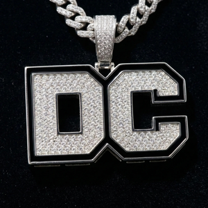 Pendentif personnalisé en argent sterling 925 plaqué argent avec initiale en moissanite taille brillant, style hip-hop, cadeau pour homme et femme - Product Image 2