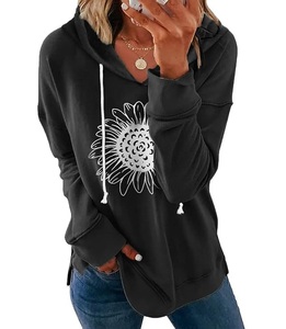 Nouvelle collection de sweat-shirts à capuche pour femmes, 100 % coton, manches longues, col en V, imprimés, confortables, pour l'hiver, personnalisables - Product Image 2