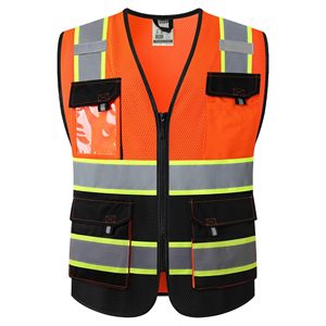 Mesh Fabric Reflective Safety Vests <b>for</b> Men Women High Visibility Vest with Pockets <b>Construction</b> Safety Apparel Neon Work Vest - Product Image 1