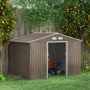 Marrone chiaro 9X6 FT giardino esterno capannone strumento di stoccaggio edificio con 4 prese d'aria e 2 porte scorrevoli - Product Image 2