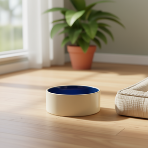 Comedero de Cerámica para Mascotas, 1 L, 18 cm, Color Crema Azul - Product Image 3