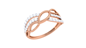 Anillo de Oro de Lujo para Mujer con Diseño de Hoja Entrelazada y Banda Cruzada con Diamantes - Product Image 4