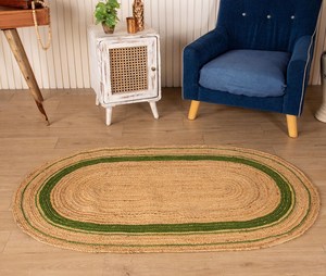 Alfombras trenzadas de estilo indio, alfombras de alta calidad hechas con una mezcla de yute de Bangladesh y cáñamo, alfombras de forma ovalada para la sala de estar. - Product Image 2