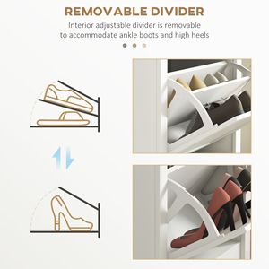 Scarpiera autoportante a 2 cassetti con ripiani regolabili spazio aperto per 10 paia di scarpe per ingresso corridoio - Product Image 6