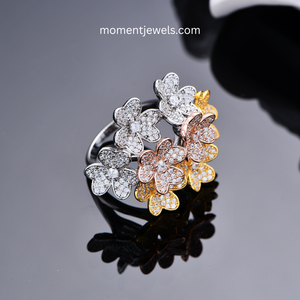 Anillo de Plata de Ley 925 con Flor para Mujer, Estilo Elegante y Dulce, Incrustaciones de Circonio Blanco, Anillo de Dedo con Diseño Floral, Joyería Diaria - Product Image 2