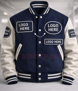 Veste universitaire personnalisée haut de gamme OEM ODM, style baseball, corps en laine, manches en cuir, boutons-pression, uniforme d'équipe universitaire - Product Image 4