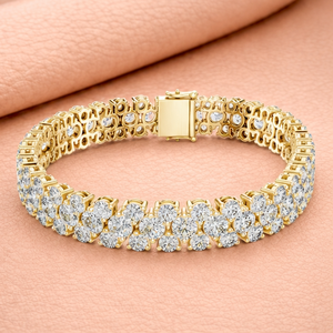 Pulsera de tenis de lujo chapada en plata con doble fila de moissanita tallada, joyería para mujer para bodas y fiestas, claridad VVS1-VVS2 IGI - Product Image 3