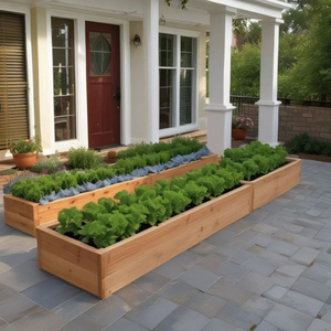 Premium Raised <b>Garden</b> Bed Kit Natural Solid Fir Wood Elevated <b>Planter</b> Box With Stair Step Design For <b>Vegetables</b> Herbs - Product Image 3