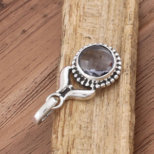 Colgante de Amatista Natural Vintage al por Mayor, Plata de Ley 925, Chapado en Platino, con Puntos, Hecho a Mano, Fabricante de Dijes de Piedras Preciosas al por Mayor - Product Image 5