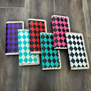 Nouveau portefeuille long personnalisé pour homme en cuir de vachette à carreaux, élégant et tendance, porte-monnaie et pochette, cadeau unisexe - Product Image 4