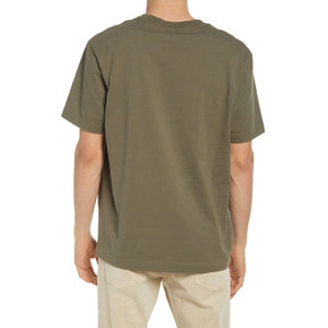 Men's Olive Green Short Sleeve O-Neck Casual Knitted T-Shirt Solid Color Blank Design 100% Merino <b>Wool</b> Eco-Friendly Jersey - Product Image 2