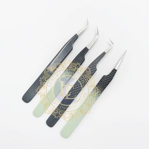 LUXE LASH TOOLS Ombre Poudre Revêtement Argent Pointe Courbe 90 Degrés Volume Pince À Épiler Fait Main En Acier Inoxydable Durable Pince À Cils - Product Image 2