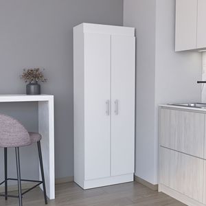 Armadio Dispensa Bianco Alto 170 cm con Due Ante e 5 Ripiani Interni, Mobili da Cucina - Product Image 1