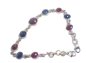 Pulsera Artesanal de Plata de Ley 925 con Rubí Natural y Zafiro Azul, Diseño Elegante de Brazalete para Bodas y Aniversarios - Product Image 2