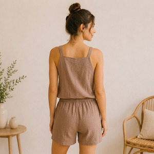 Ensemble de vêtements de détente en gaze de coton pour femmes, pyjama respirant en tissu musulman pour femmes, été - Product Image 3