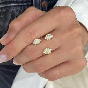 Bagues Statement en Or Massif 14K 18K avec Diamant de Laboratoire Taille Ronde Sertie Pavé, Solitaire, Bijoux de Luxe pour Cocktail, Vente en Gros - Product Image 2