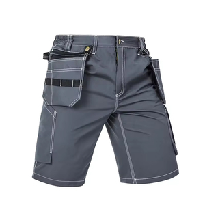 Shorts cargo gris tendance pour hommes, style utilitaire, avec poches porte-outils, en coton denim, prix abordable, vêtements de travail et de sécurité - Product Image 3