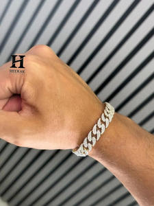 Bracelet chaîne cubaine pour homme en diamant de laboratoire clarté VVS, plaqué or 14K sur argent sterling, style Hip Hop Iced Out - Product Image 2