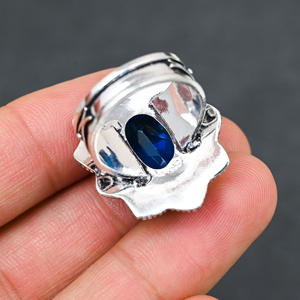 แหวนพลอยบลูโทแพซ เงินแท้ 925 เครื่องประดับหรูหราสำหรับงานปาร์ตี้ - Product Image 2