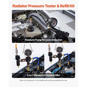 Kit Tester Pressione Liquido Refrigerante 47 Pezzi, Kit Riempimento Radiatore Sottovuoto con 3 Adattatori Metallici Universali per Strumenti di Ispezione Auto - Product Image 2