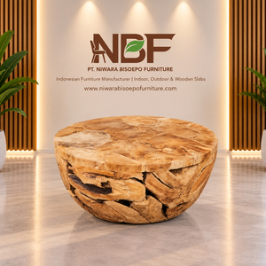 Mesa de Centro Rústica de Raíz de Teca Premium en Forma de Cuenco, Hecha a Mano con Forma Natural para Uso en Interiores de Hoteles, Resorts y Villas - Product Image 6