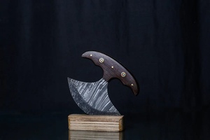 Hacha de Cocina de Acero al Carbono de Alta Calidad, Herramienta Curva para Cortar Pizza, Mezzaluna, Cuchillo para Cortar Verduras, Mango de Madera, THEWIZ - Product Image 2