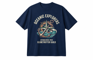 Camiseta Náutica Oceanic Explorers para Mujer, 100% Algodón, Cuello Redondo, Manga Corta, Estampada, Corte Holgado, Primavera Verano - Product Image 2