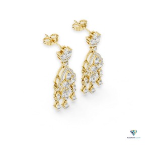 Boucles d'oreilles pendantes élégantes en or jaune 2,01 carats avec diamants de laboratoire en forme de poire, en or massif 18 carats, pour femmes - Product Image 3