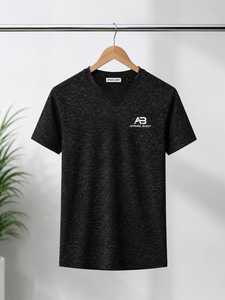 Camiseta de Manga Corta Casual para Hombre, Marca AMY, 100% Algodón, Corte Regular, Lisa, con Logotipo Personalizado al por Mayor - Product Image 1
