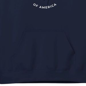 Unisex Navy Blue 1938 Embroidered Pullover Hoodie Long Sleeve Kangaroo Pocket Drawstring Hood Casual Fleece <b>Sweatshirt</b> - Product Image 4
