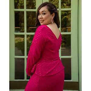 Conjunto de Cordón ChikanKari Rosa Talla XS Maharani Hecho de Tela de Pana - Product Image 2