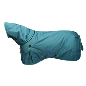 Couverture d'hiver imperméable pour cheval avec col haut et 4 sangles pour les pattes, en tissu Oxford noir avec doublure en polaire, pour usage extérieur - Product Image 2
