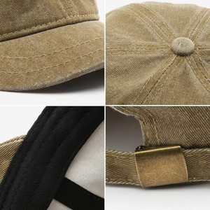 Casual Daily Wear Custom Vintage Baseball <b>Caps</b> Washed Cotton 5-Panel Strap Silver Copper Buckle Printing Adjustable Dad Puff - Product Image 6