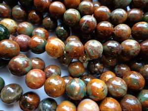 Cuentas de Ópalo Verde Africano Natural, Redondas, Color Verde Marrón, Alta Calidad, Tira Completa de 15.5 Pulgadas - Product Image 4